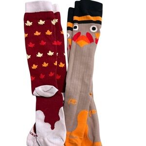 Festive Maple Leaf and Turkey Patterned Men's Socks